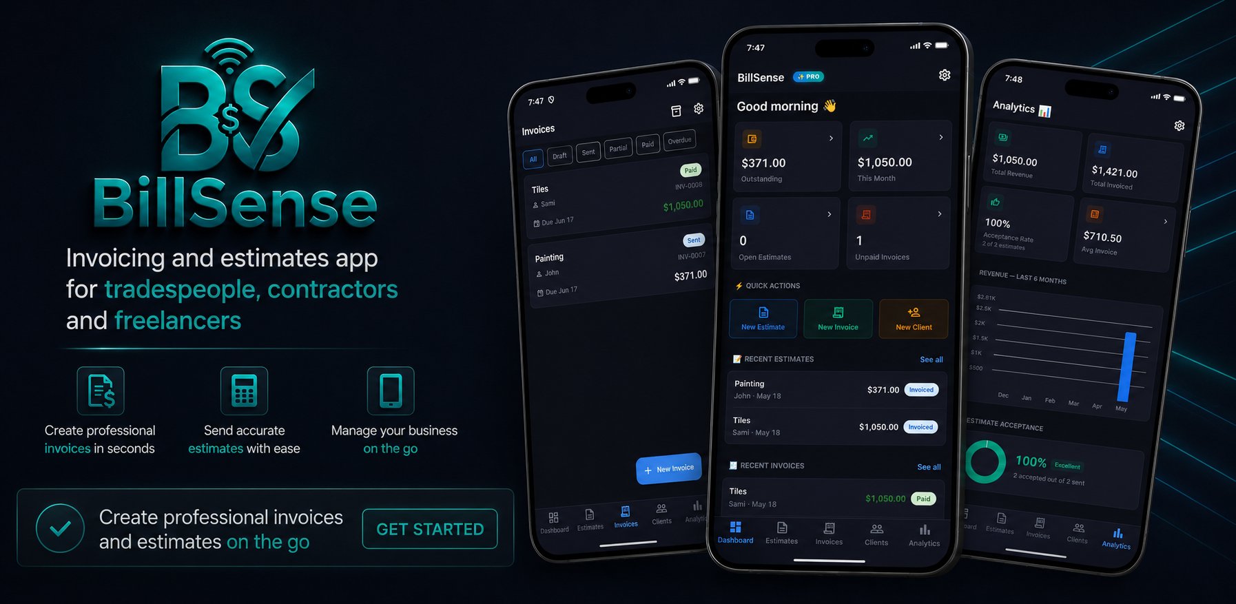 BillSense — Invoicing and estimates app