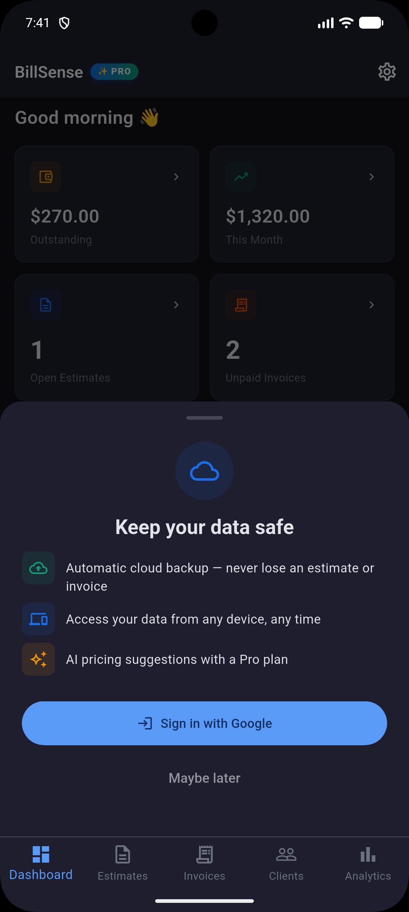 BillSense Cloud Sync